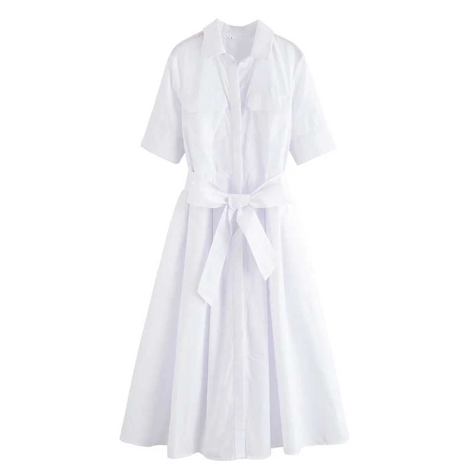 HipSeam Women Dress With Belt Spring Pocket Lady Dress Button Midi Dress Casual Side Zipper Womens Dresses Female Party Dress XJ250610