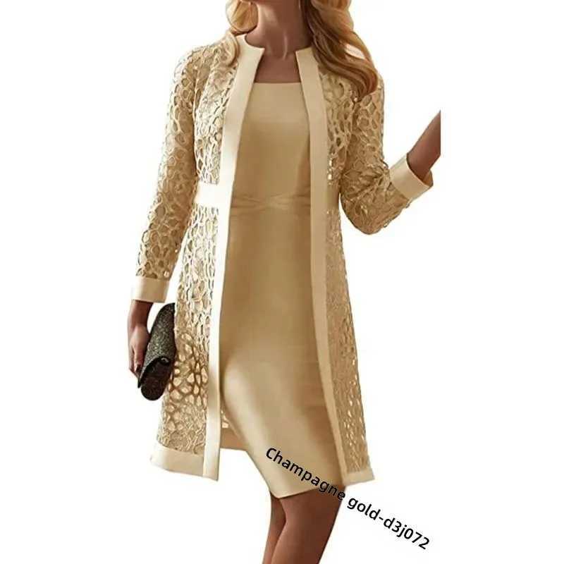2025 Womens Lace Open Cardigan Dress Two-Piece Outfit Popular Elegant Style Chinese Origin Fashionable Female Clothing XJ250610