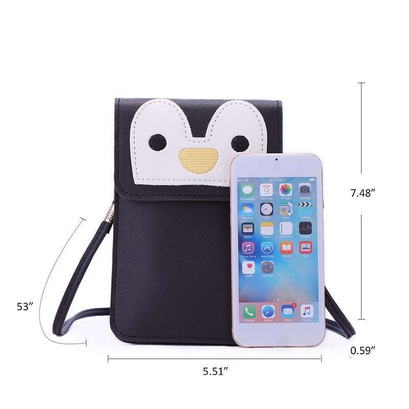 New Touchscreen Phone Multifunctional Women's Shoulder Crossbody Cartoon Wallet Small Square Bag