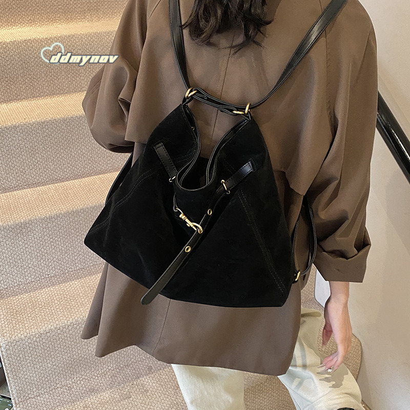 Minimalist Large Capacity Belt Decor Women's 2024 New Casual Backpack Tote Bag ddmynov