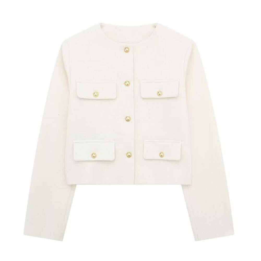Autumn New Style Turn-Down Collar Decorated Round Neck Short Jacket3046278 B5