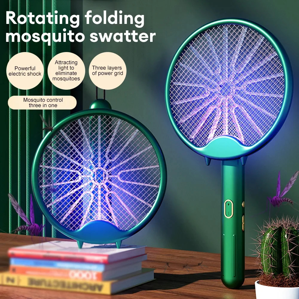 3000V Electric Mosquito Racket Mosquito Killer Lamp USB Rechargeable Foldable Mosquito Repellent Lamp Swatter Fly Swatter 250609