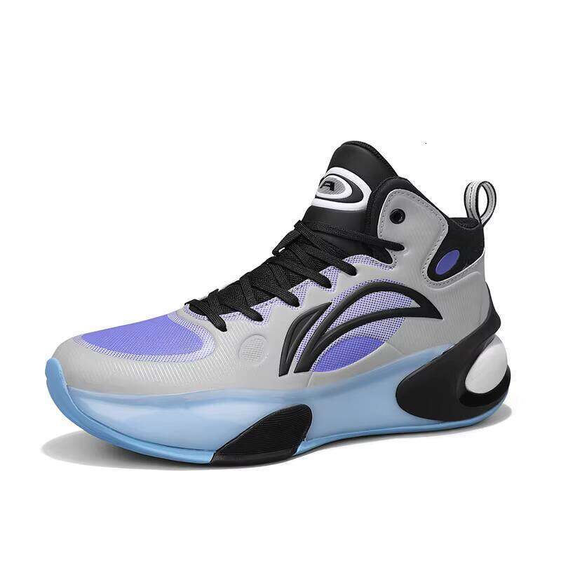 high quality anti slip rubber sole breathable sneakers sports leather upper womens mens basketball shoes