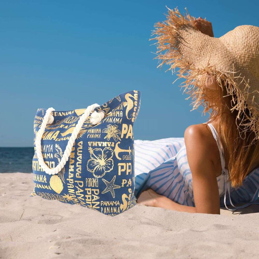 New Canvas Foam Craft Large Capacity Fashion Trend Letter Print Women's Shoulder Beach Tote Bag