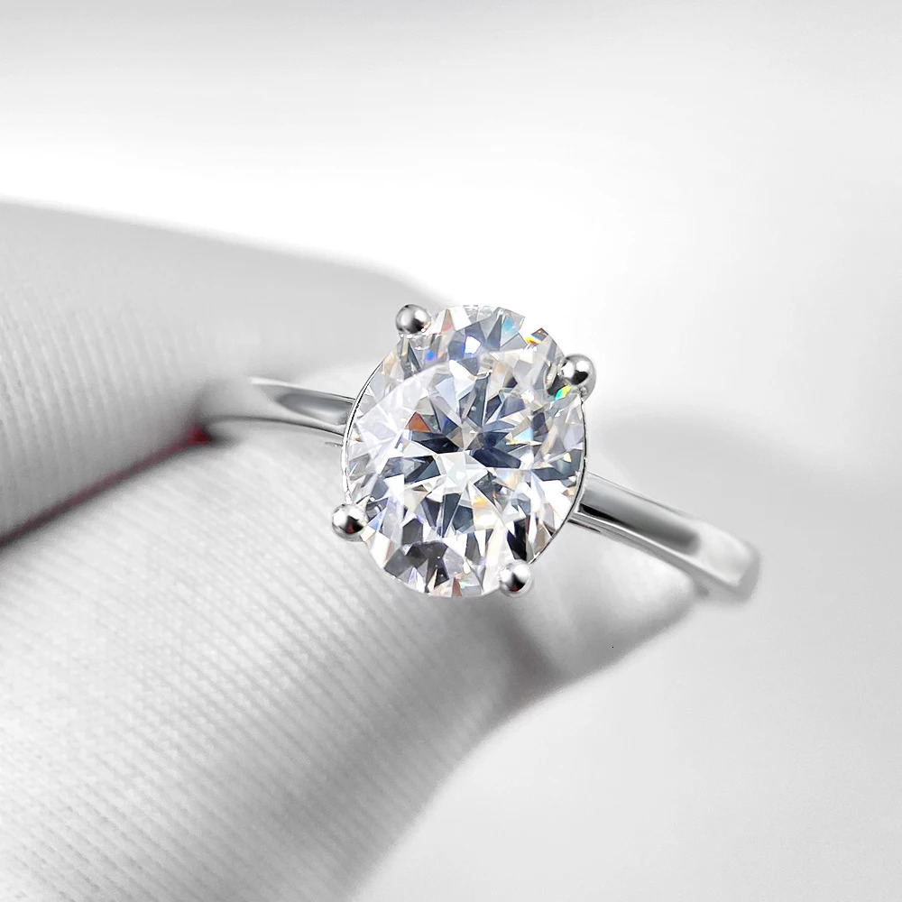 1/2/3/4 Oval Cut Solitaire Diamond Ring GRA Certified 925 Sterling Silver Party Wedding Bands Jewelry for Women 250610