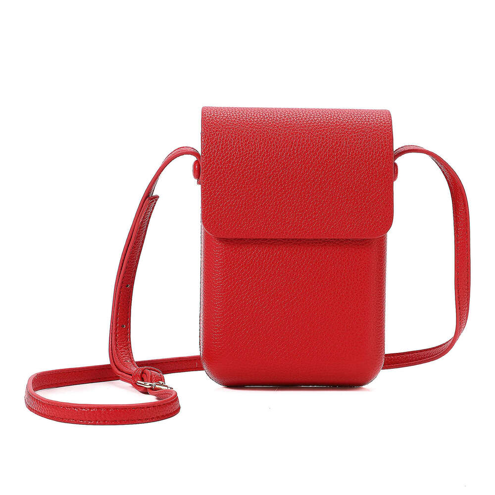 New Simple Girl Fashion Lychee Pattern Vertical Saddle Commuter Versatile Crossbody Women's Phone Bag