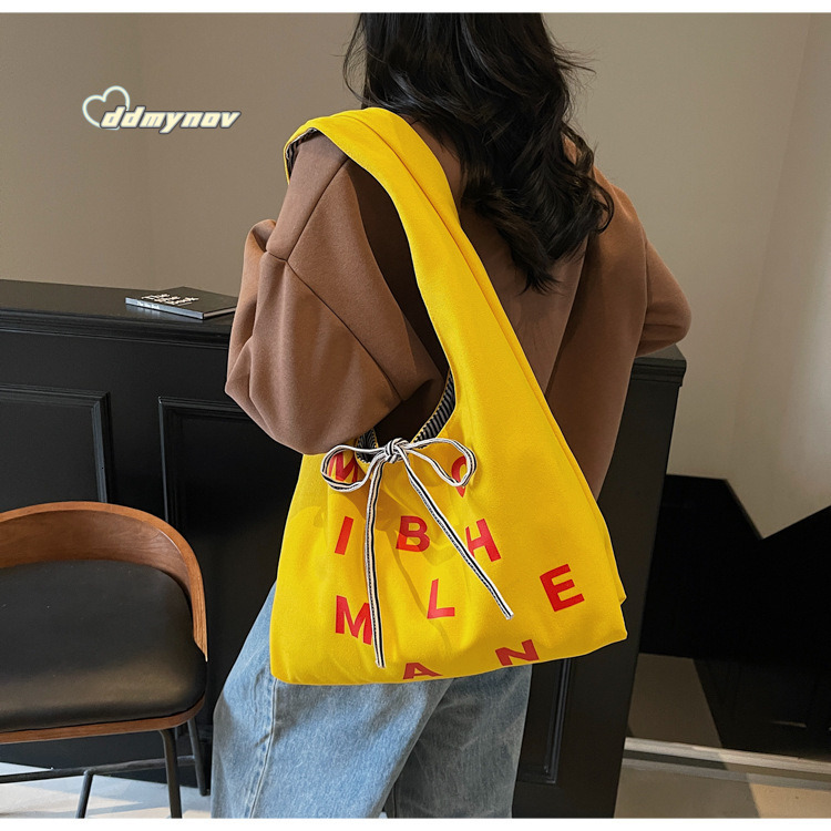 Canvas Reversible Large Capacity Commuter Korean Style New Shoulder Bag for Women ddmynov