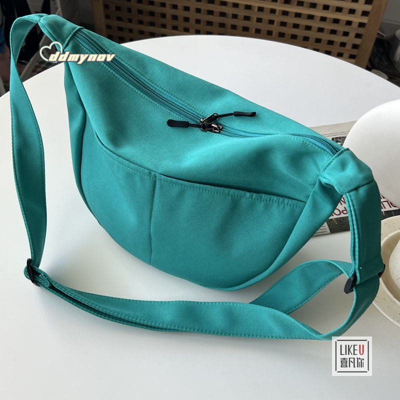 DIY Zipper Dumpling Solid Color Tote Fashion Casual Versatile Literary Single Shoulder Crossbody Canvas Women's Bag ddmynov