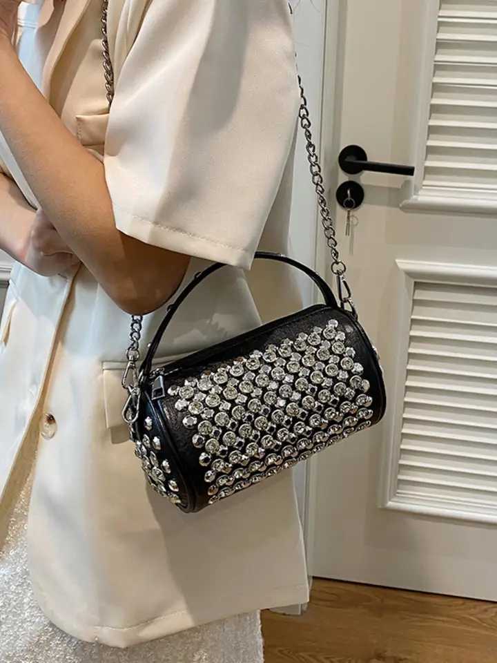 Fashion Classic Personalized Cylindrical Bag Exquisite And Stylish Versatile Diamond-Studded Banquet crossbody bag handbag Y250607