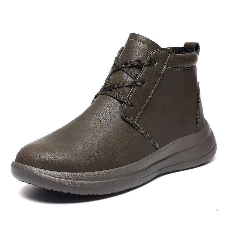 New Hot Selling Comfortable Men Fashion Outdoor Leather Boots Soft Lace-up Casual Shoes