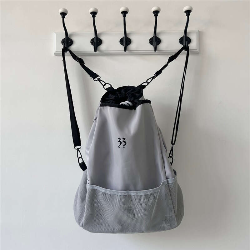Niche Design Offset Printing INS Nylon Lightweight Large Capacity Mesh Backpack Simple Versatile Drawstring Closure Shoulder Bag
