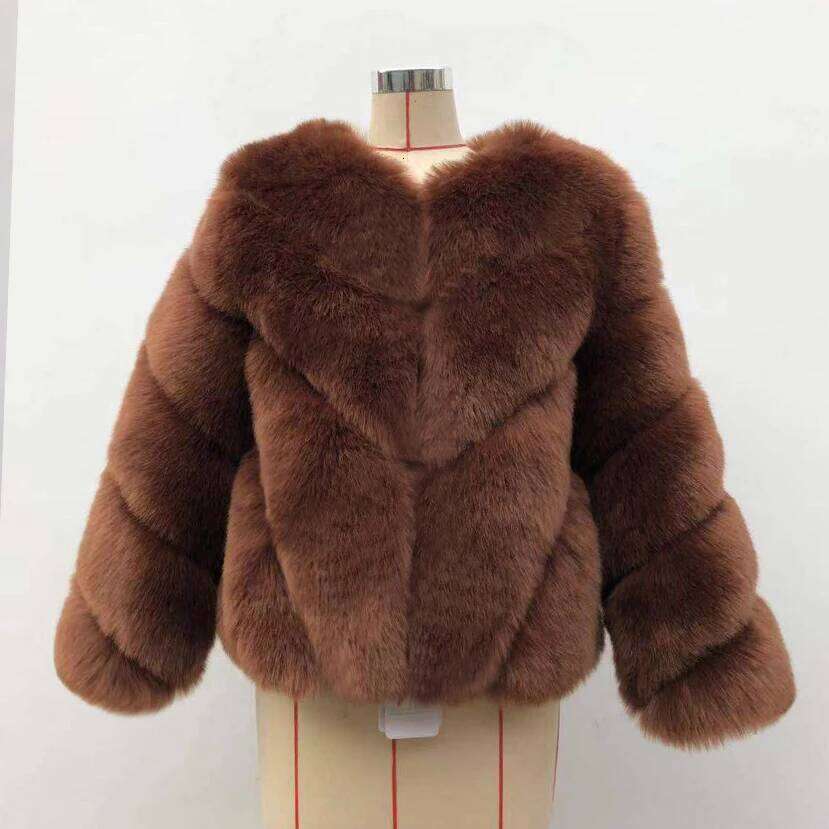 HJQJLJLS 2021 Winter New Fashion Women Short Fox Coat Female Long Sleeve Thick Warm Faux Fur Jacket Green Outerwear