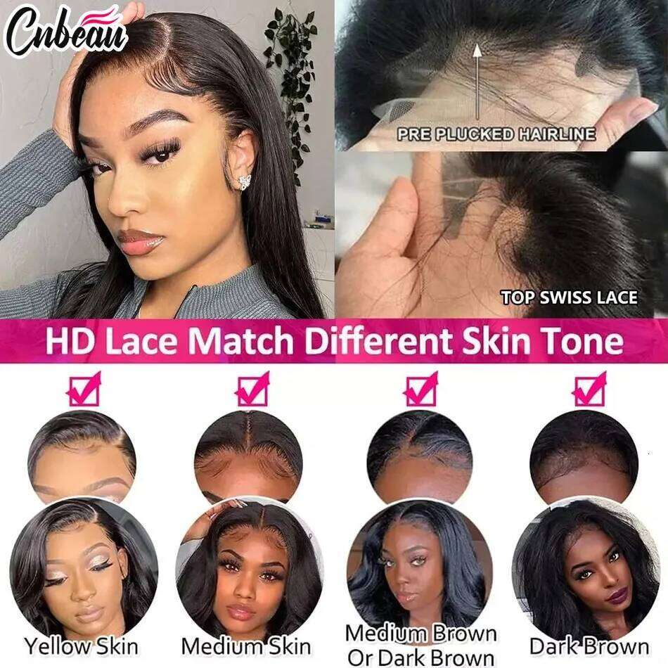 250 Density 13x4 13x6 Straight HD Transparent Front Human Hair Wig 50 52 Inch Pre Plucked Lace Frontal Wigs Bone Brazilian
