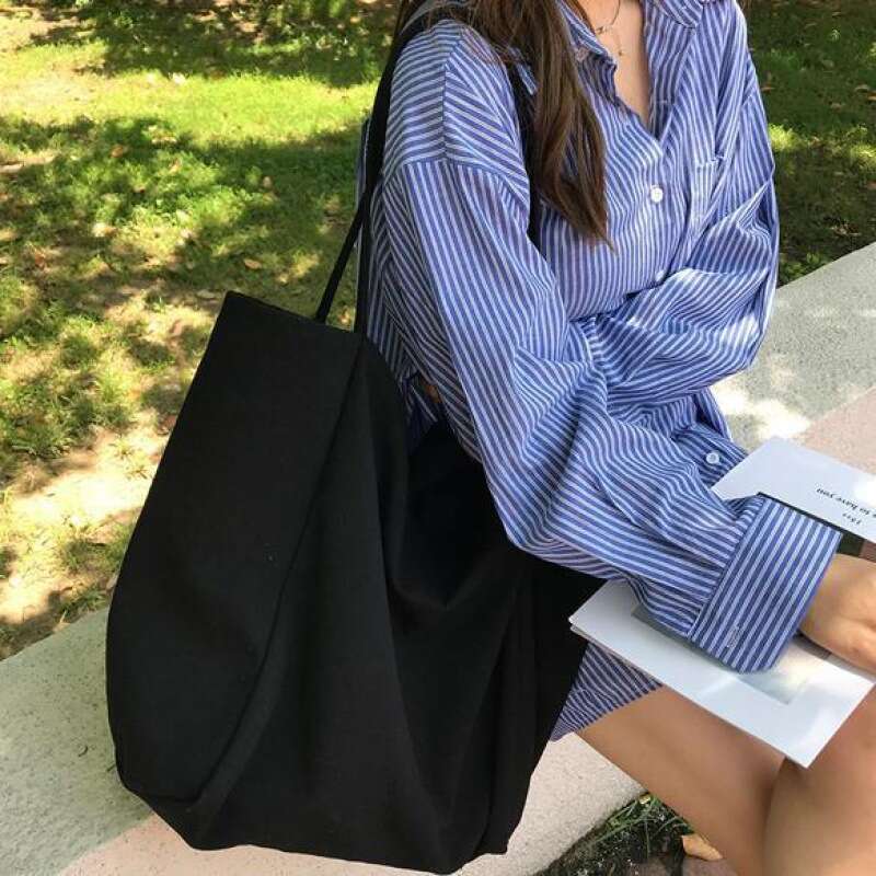 Korean INS Super Popular Canvas for Women, Single Shoulder Bag, Chic Literary Student Versatile Handbag, Large Capacity Shopping Bag