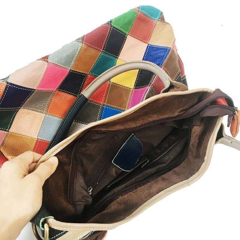 iPinee Fashion Women Large Shoulder Travel Colorful Cow Leather Bag Handbags Female Bags Design For Lady