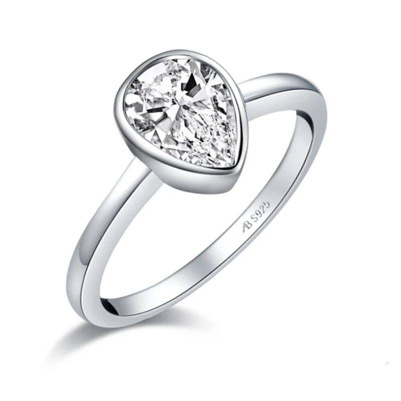 OXTAO GRA Certified Solitaire Rings Female 925 Silver Classic 1.25CT Pear Cut Engagement Promise Wedding Band Ring Jewelry 250610