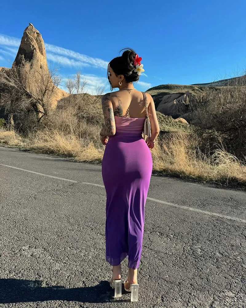 Women Tie Dye Gradient Sleeveless Backless Strapless Dress Summer Sexy Slim Bodycon Dresses Fashion Beach Chest Wrapping Clothes XJ250610
