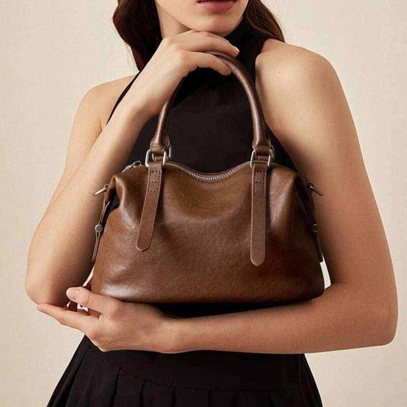 Hifashion Vintage Genuine Leather Handbags For Women 2025 Trend Designer Top Handle Satchel Work Ladies Shoulder Crossbody Bags