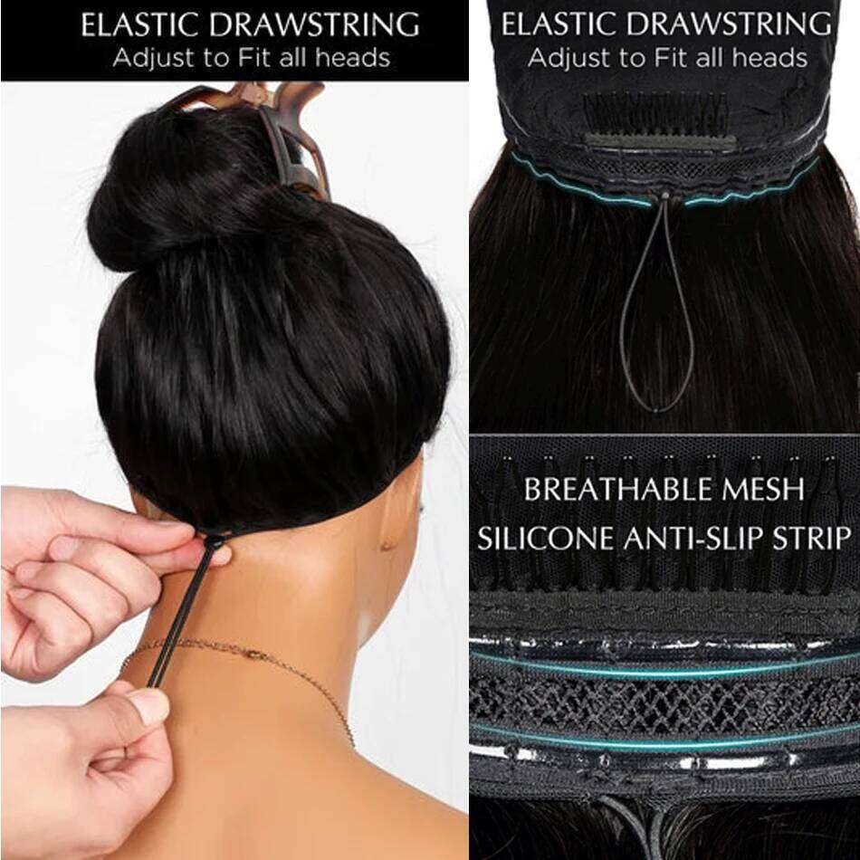 Ossilee 220 Density Pull Go Glueless with Elastic Drawstring Straight 13x6 HD Front Human Hair Wigs Pre Cut Lace Wig