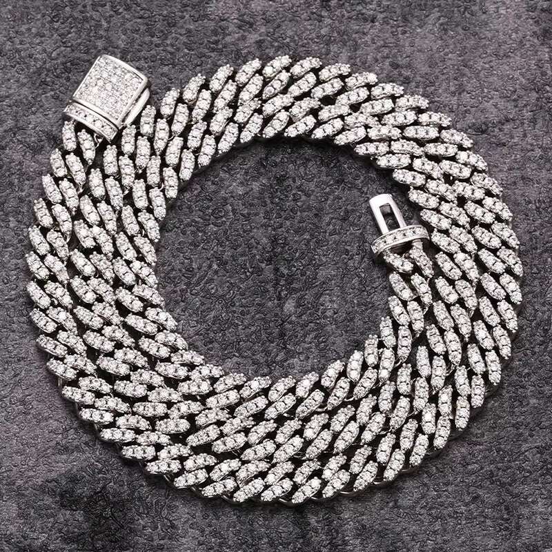 OACOCA 6mm Hip Hop Jewelry White Gold Plated 925 Sterling Silver Diamond Iced Out Cuban Link Chain Necklace Men