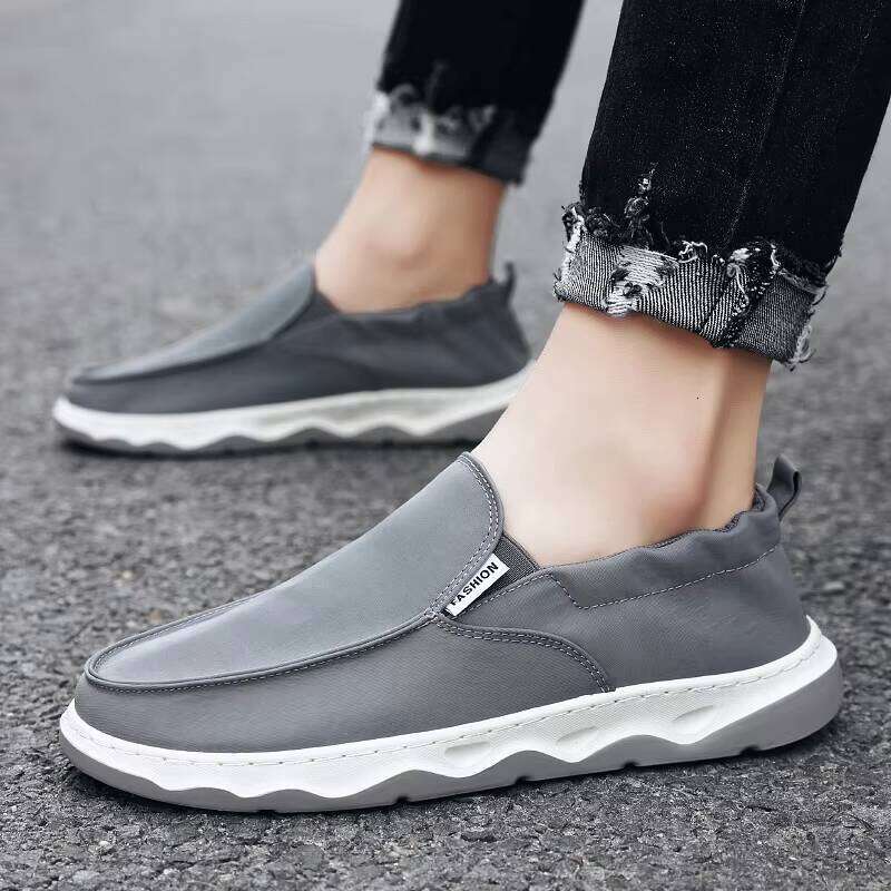 Wholesale Lazy Slip-on Comfortable Fisherman Boots Men's Solid Color Low-top Casual Canvas Shoes