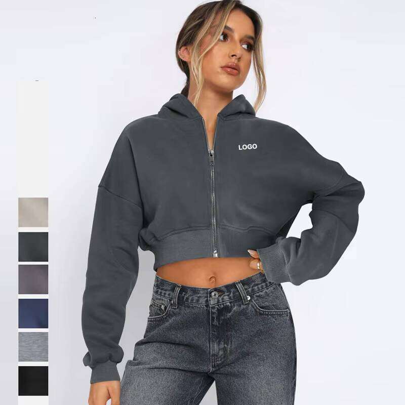 Solid Cut Gym Casual Women Drop Shoulder Zipper Women's Pullover Hoodie