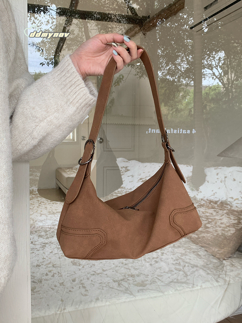 Niche Design Versatile Suede Underarm Autumn Winter Korean Fashion Matte Texture Single Shoulder Crossbody Bag for Women ddmynov