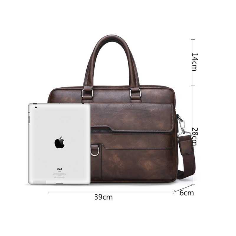Multiple Pockets Briefcase Mens Large Capacity Office Shoulder Bag Waterproof Business Laptop Handbags Commute Crossbody Bag W250610