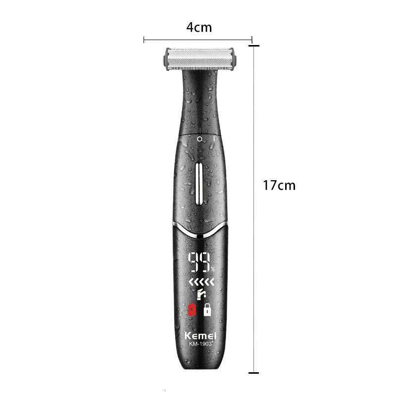 Kemei KM-1903 Unisex Private Trimmer Electric Shaver with LCD Display Full Body Hair Removal Device