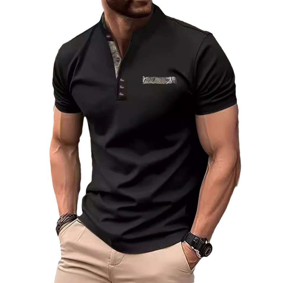 Clothing Summer New Men's Casual Stand Collar Short Sleeve Polo Shirt B5