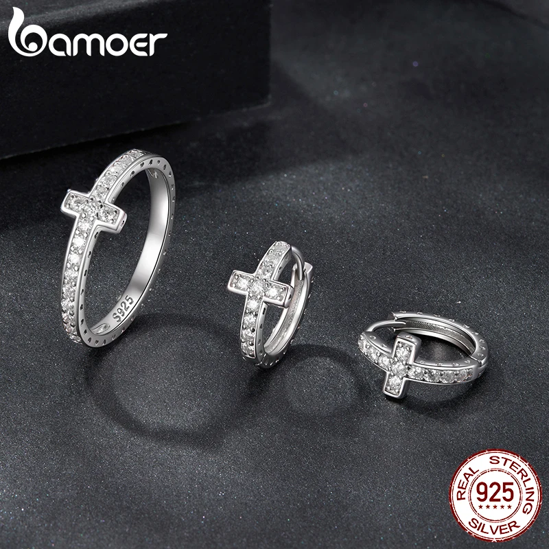 Bamoer 2025 Sparkling Gorgeous Handmade Full Round Cut Moissanite Diamond Gemstones Wedding Rings Pure 100% 925 Sterling Silver Party Eternity Women B