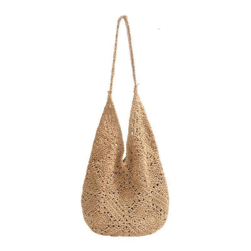 Women Knitted Shoulder Casual Beach Large Capacity Hollow Out Fashion Tote Handbag Outdoor Travel Bag
