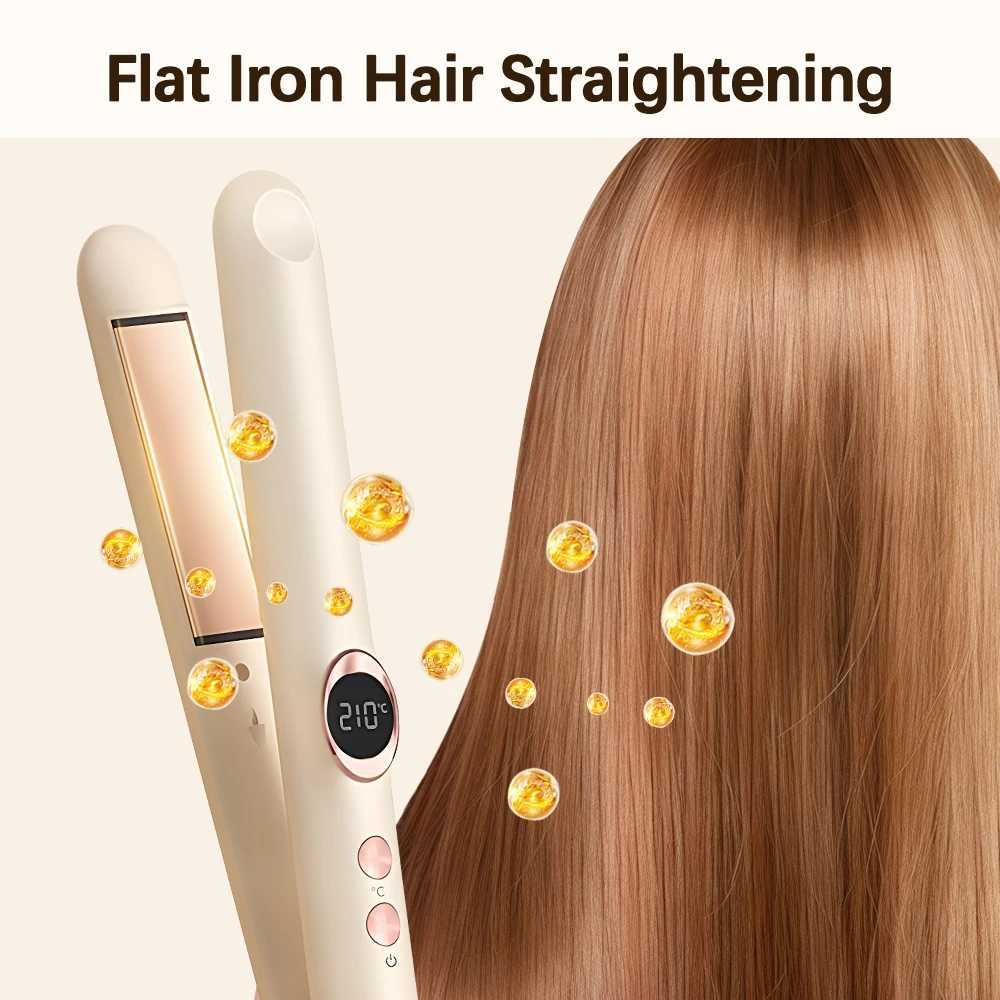 Mini Hair Flat Iron 2 in 1 Hair Straightener Curler Portable 12 Adjustable Temperature Hair Styling Straightening Curling iron W250610