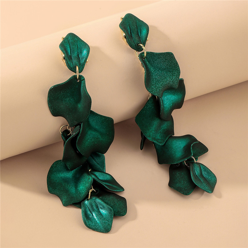 European American Rose Petal Inspired Long Tassel Earrings Eco Friendly Elegant Trendy Statement Jewelry for Women