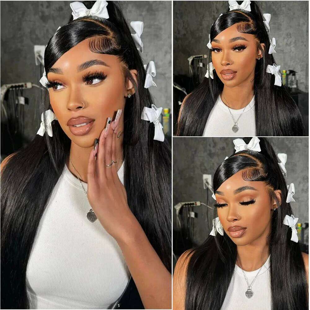 Bone Straight 13x6 Front Human Hair 13x4 HD Transparent Lace Frontal Wig 36 38 Inches 5x5 Glueless Closure Wigs Pre Plucked