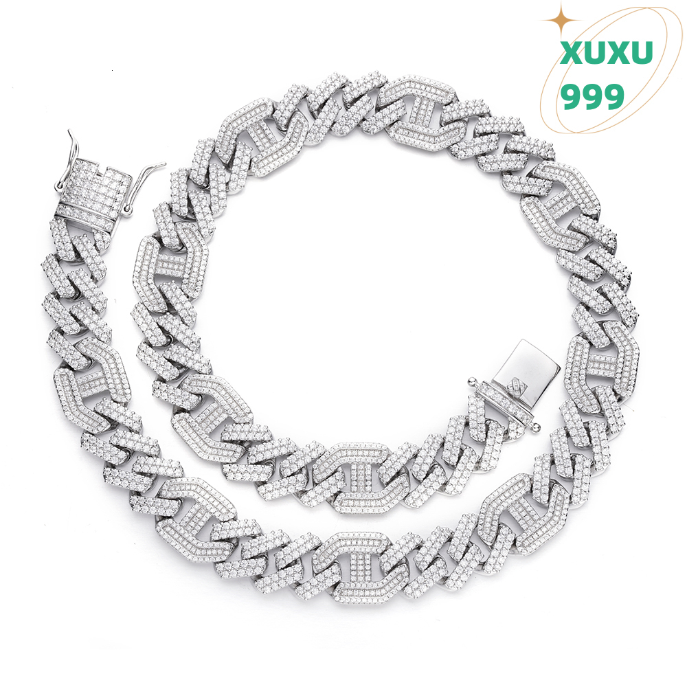 OACOCA New Design VVS D Moissanite Men Necklace Fully Iced Out Diamonds 10k Gold Cuban Link Chain HOT