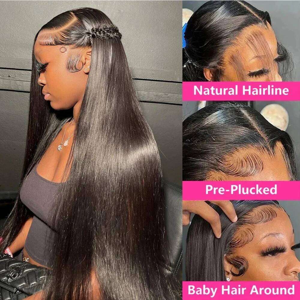 Bone Straight 100% 250 Density Human Hair Wigs For Women Pre cut Glueless 6X6 Lace Wig Wear an Go