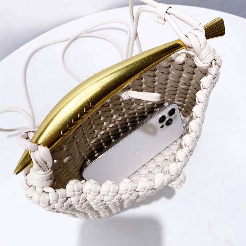 Hollow Out Small Square Weave Bags For Women Designer Handbags And Purses 2025 New In Casual Ladies Shoulder Crossbody