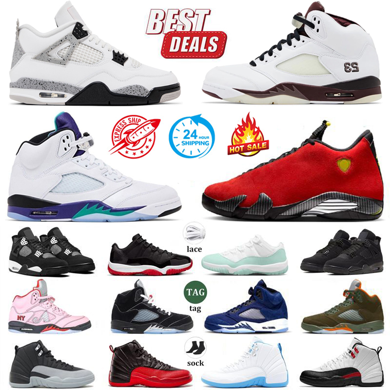 4s 5s 11s 12s 14s Basketball Shoes Grape White Cement Violet Ore Ruby 1 OG UNC Reimagined Melo Navy Forget Me Not Bred Black Cat Fear Thunder Men Women trainers Sneakers
