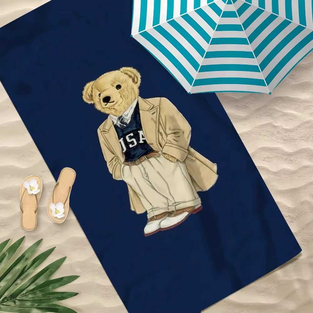 Fashion P-polo Bears Printed Towel Pool Beach Portable Quick Dry Sand Outdoor Swimming Travel Blanket Thin Mat Bath Towels S25610