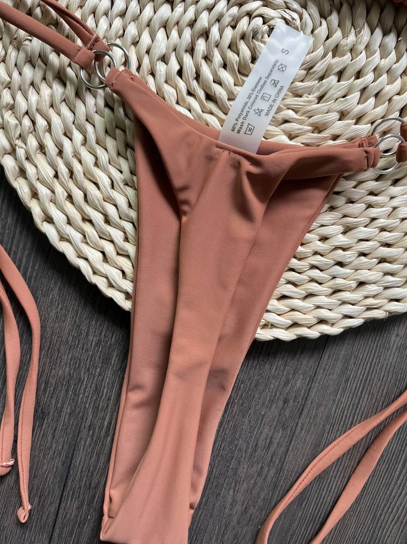 RUOTONGSEPT Sexy Halter Satin Brazilian Women Swimwear Female Swimsuit Two-pieces Bikini set Bather Bathing Suit Swim