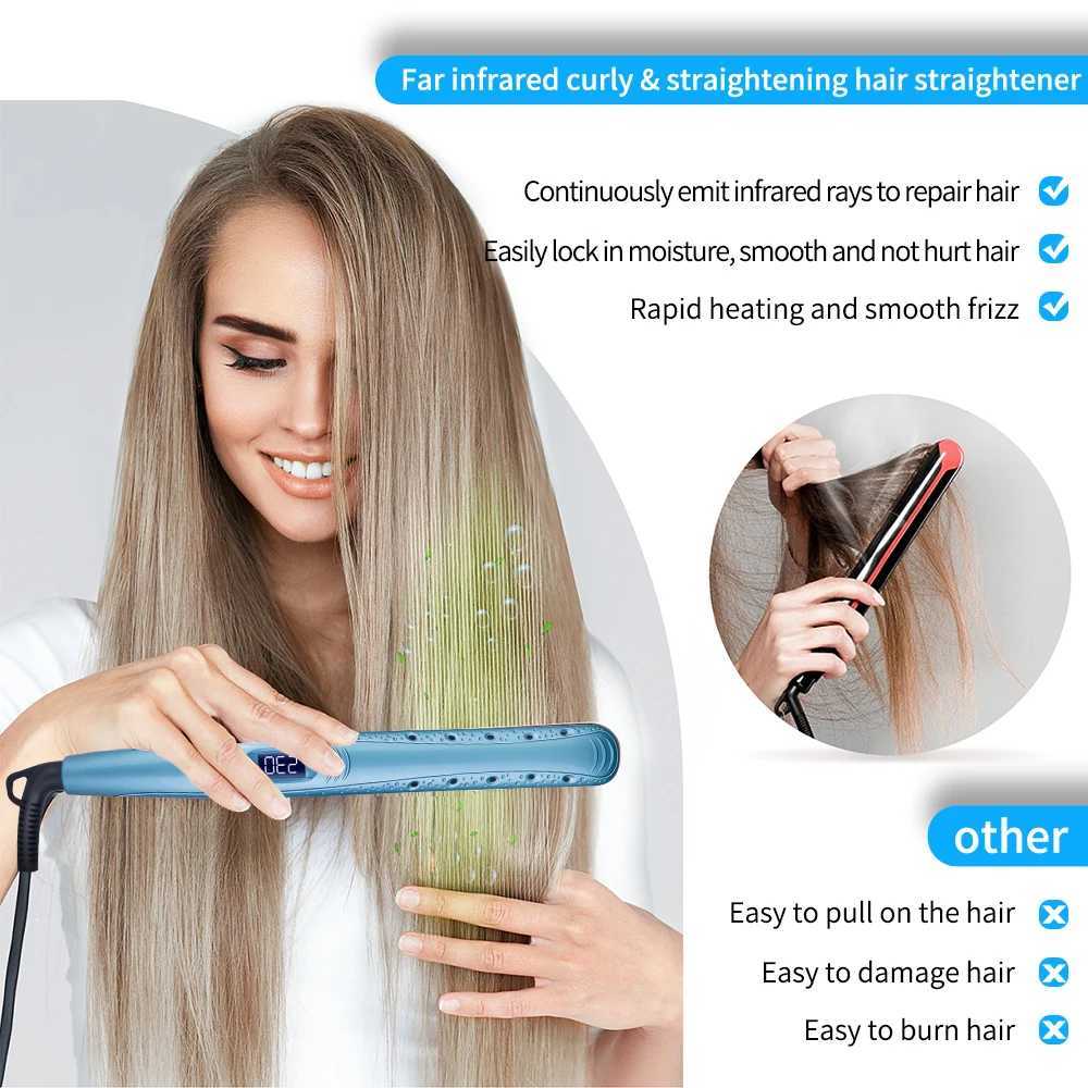 Professional Ceramic MCH Heater Far Infrared Hair Straightener Dry Wet Negative Ion Flat Iron Fast Heating Styling Tool W250610
