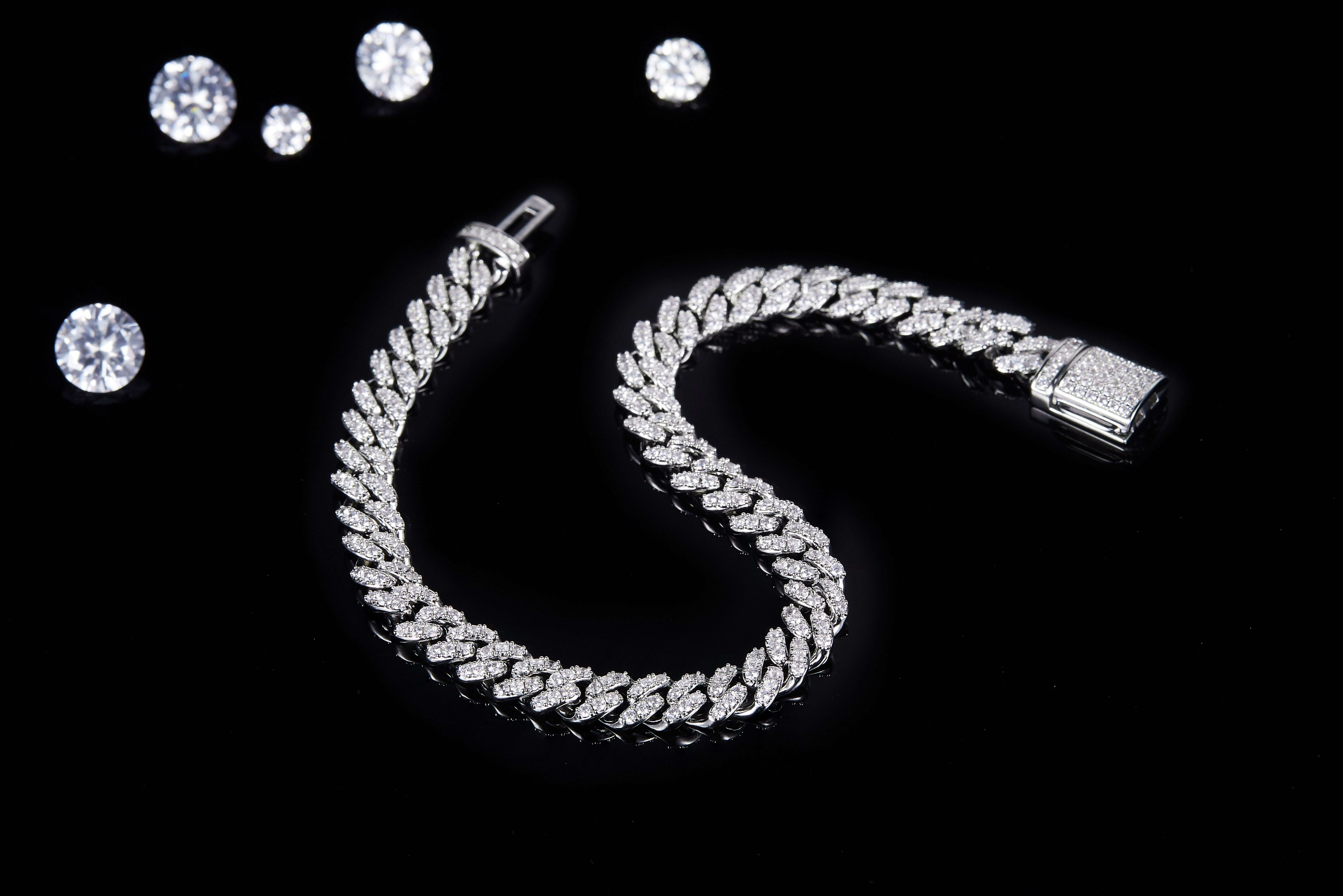 925 Silver 6mm Cuban Chain Necklace 14K Gold Plated VVS Moissanite Trendy Hiphop Iced Out OACOCA