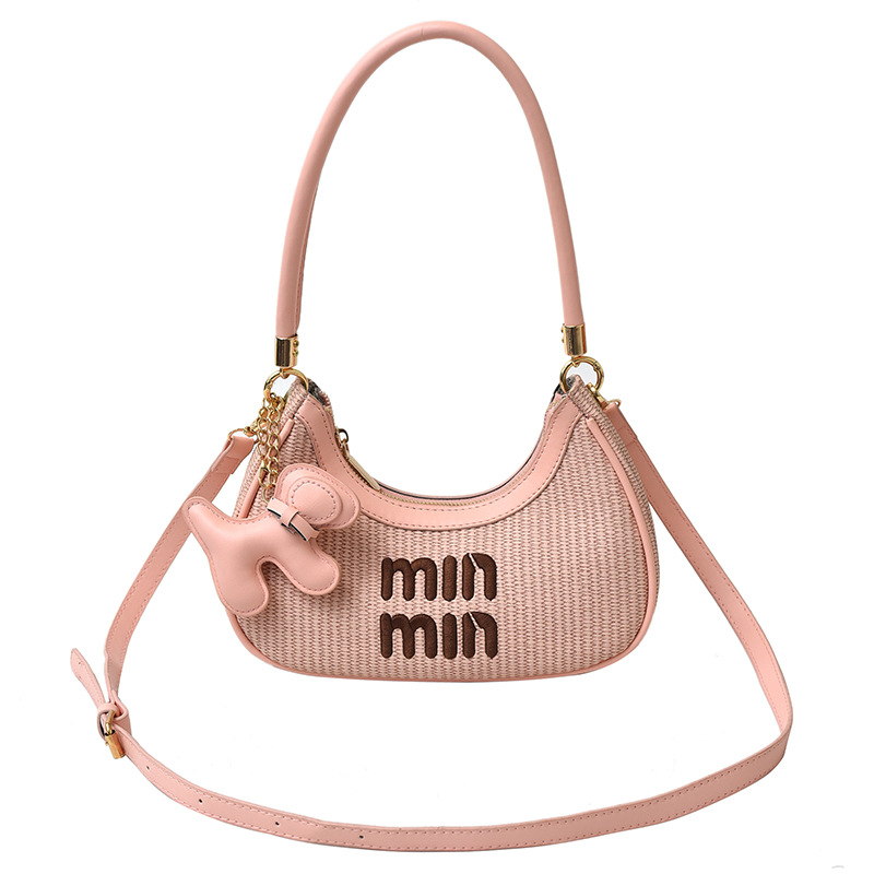 designer bag woven crescent-shaped underarm bag for women 2025 versatile letter single-shoulder crossbody bag crescent-shaped bag free shipping