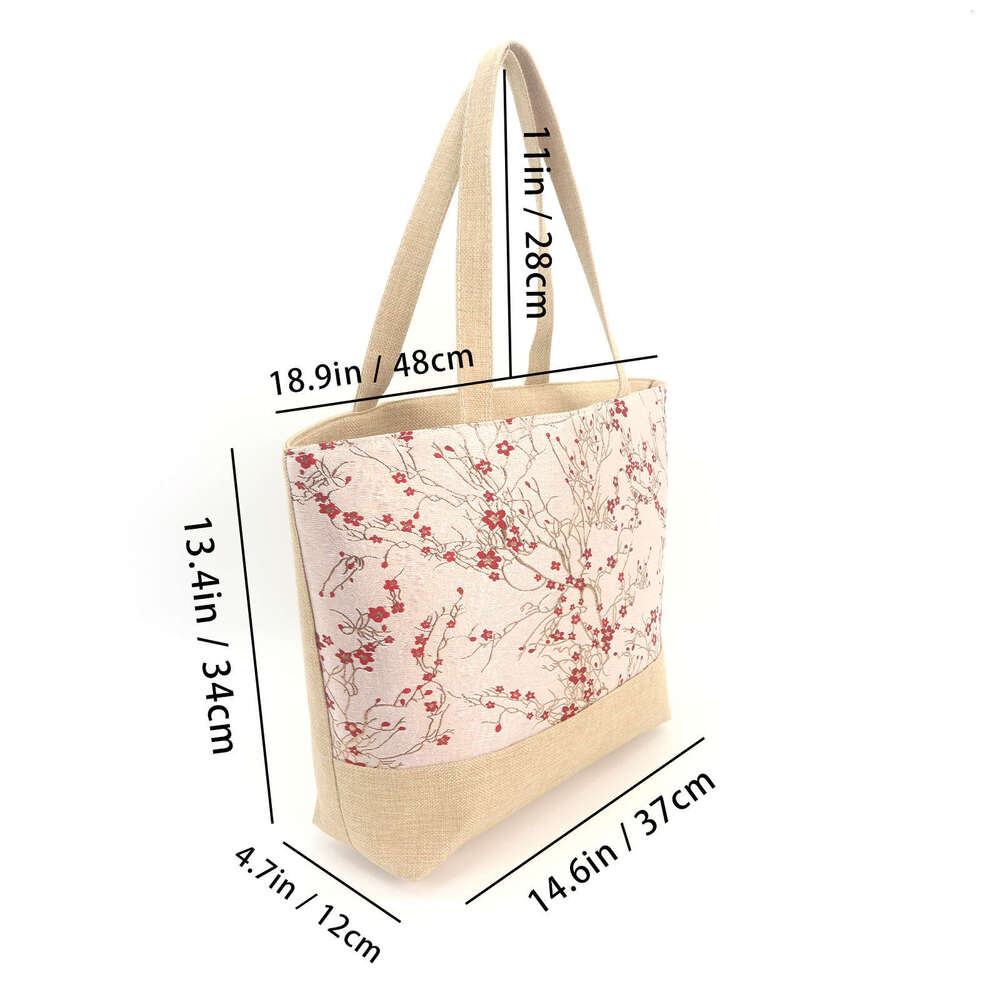 Canvas Work Commute High Aesthetic Landscape Tote Bag College Students Large Capacity Versatile Literary Style For Women