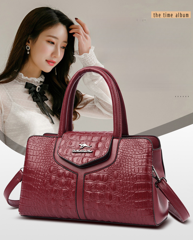 Free Shipping New Crocodile Pattern Bag Luxury Large Capacity Women's Bag Designer European And American Fashion Ladies Shoulder Bag Crossbody Ha