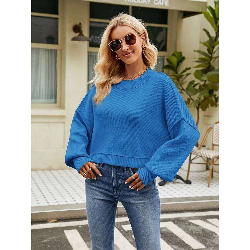 2025 European American New Autumn Winter sweater Women Loose Short Pullover Fashion Long Sleeve O-Neck Knit oversized Sweaters