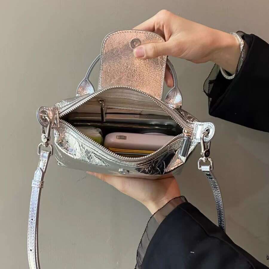 Women's 2024 New French Niche Designer Silver Dumpling High-end Commuter Handbag Crossbody Bag