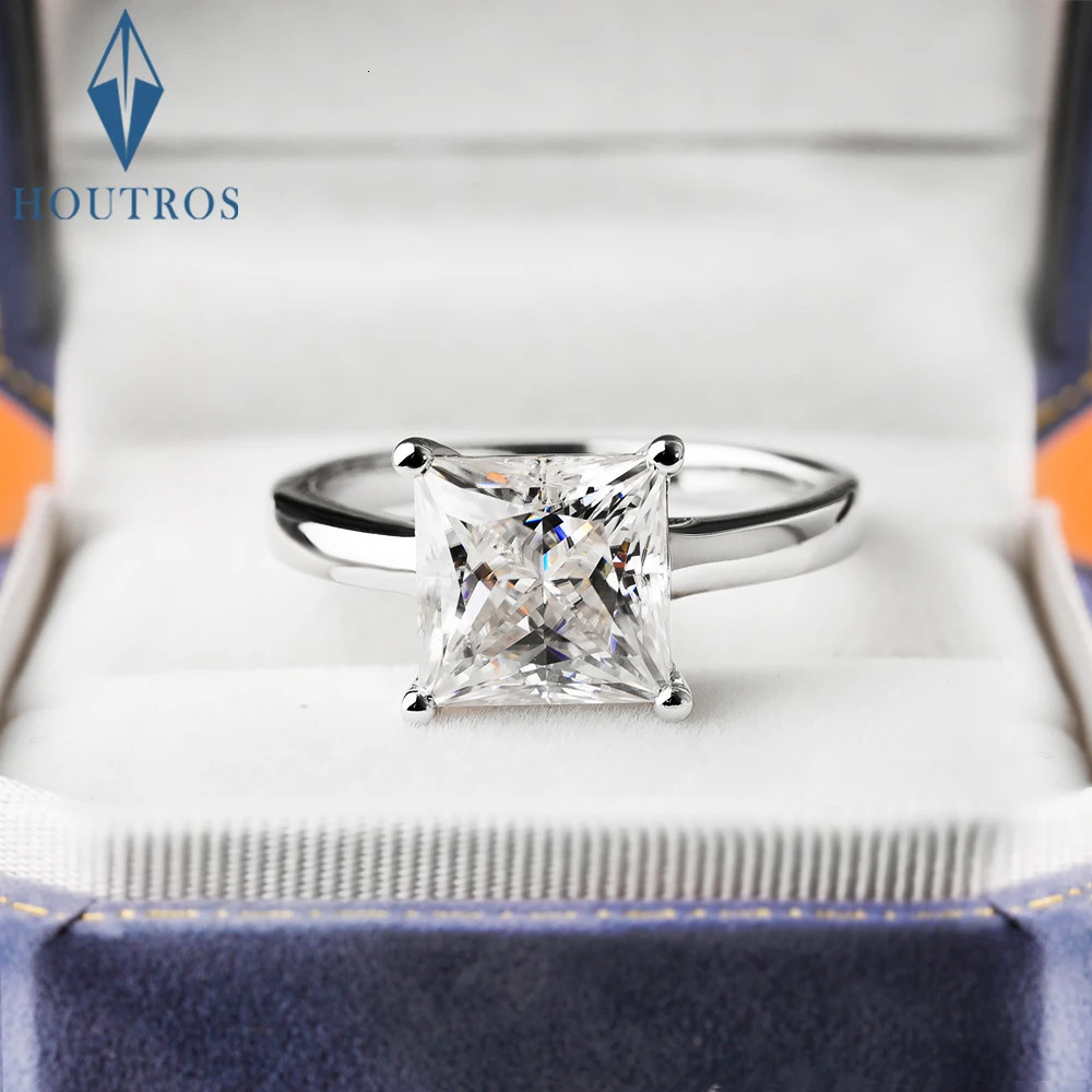 1-4 Princess Cut Rings for Women 925 Sterling Silver Solitaire Diamond Engagement Ring Wedding Bands Jewelry 250610