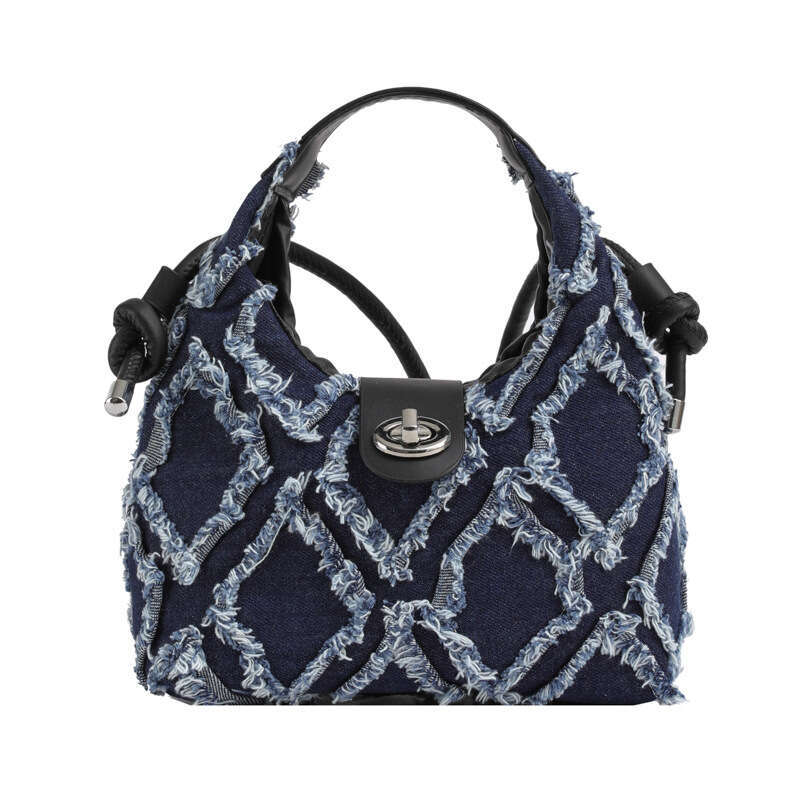 Fashionable High-End Women's Internet Celebrity Same Style Niche Design Denim Quilted Handbag Versatile Shoulder Bag